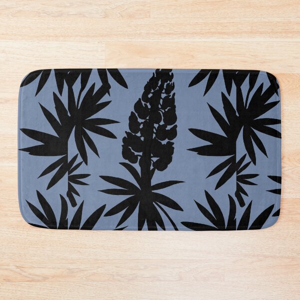 Item preview, Lupine Black Ink Flowers Silhouette Pattern On Vintage Pastel Blue  designed and sold by Irina Sztukowski.