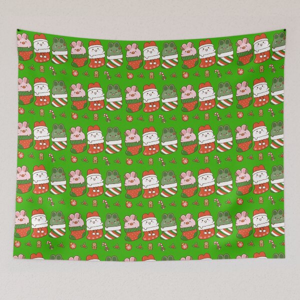 Item preview, Bunnies Christmas Stockings Green 2 designed and sold by Anicue.