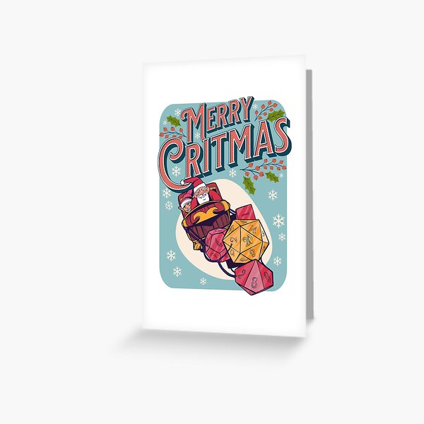 Merry Critmas Retro D&D Christmas Card Greeting Card