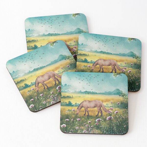 Item preview, Watercolor Horse Spring Flowers Field designed and sold by HappyLifeCreate.