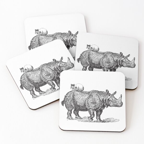 Item preview, Vintage print cat and rhino collage designed and sold by Schertel.