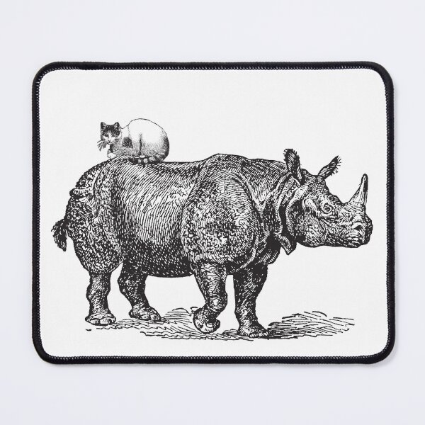 Item preview, Vintage print cat and rhino collage designed and sold by Schertel.
