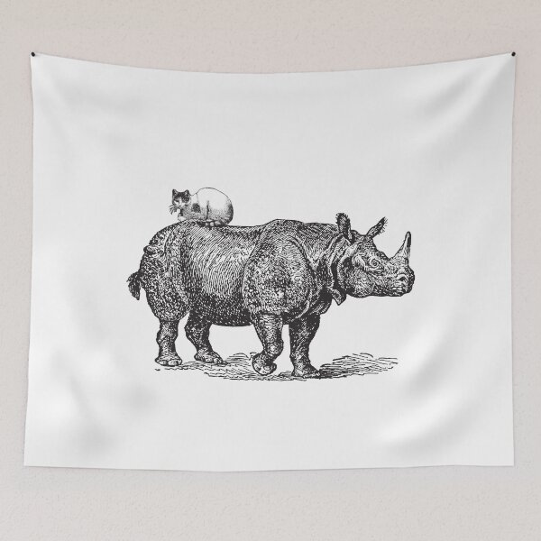 Item preview, Vintage print cat and rhino collage designed and sold by Schertel.
