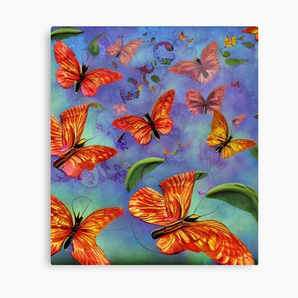 Framed Canvas Art (White Floating Frame) - Colorful Butterfly Collage by LindseyKayCo ( Animals > Insects & Bugs > Butterflies > Monarch Butterflies