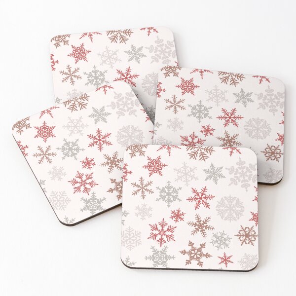 Item preview, Flakes Seamless Pattern - White Background With Red Snow Flakes designed and sold by ImagesDesigns.