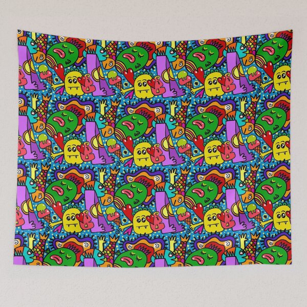 Item preview, Funny Arty Cartoon Monsters Ice Cream and Fish designed and sold by Aurorapod.
