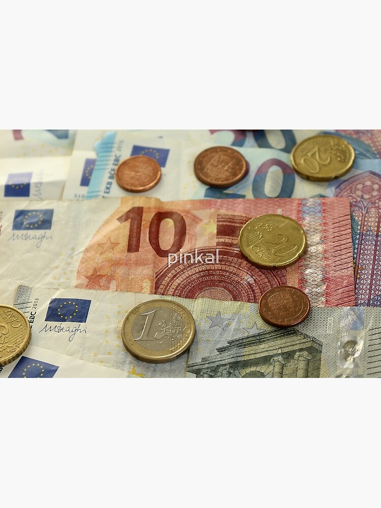 Pochette for Sale avec l'œuvre « Billets et pièces en euros » de l'artiste  pinkal