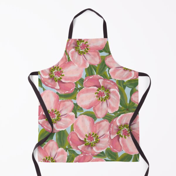 Item preview, Modern millennial pink flowers and green leaves oil paint patter designed and sold by LKL-Designs.