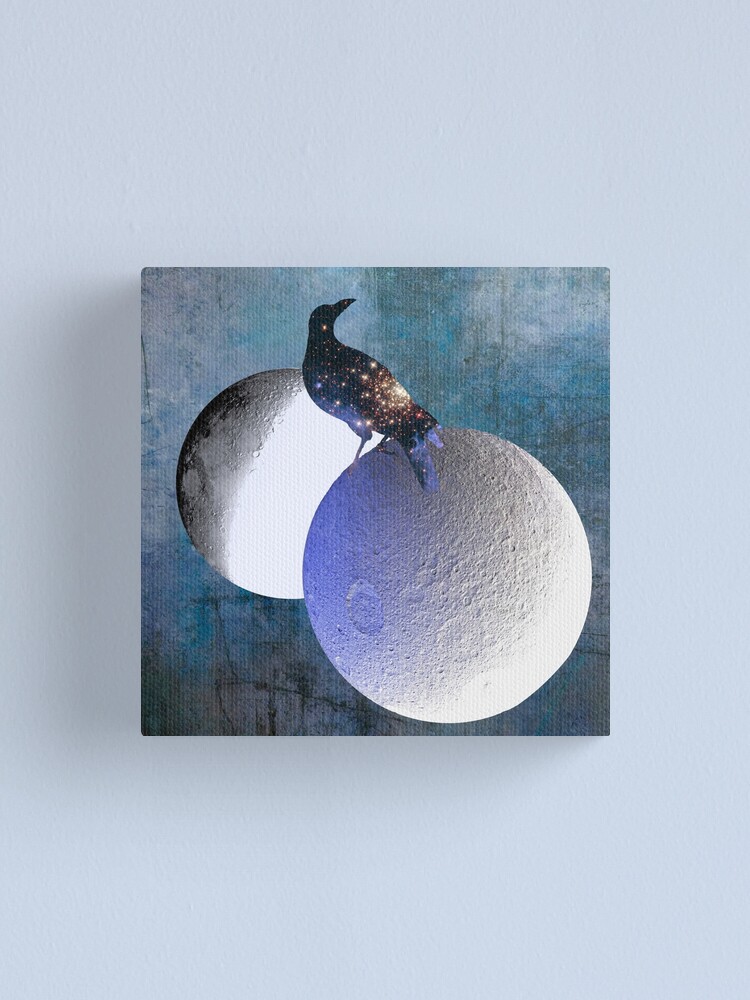 Alternate view of New worlds thought Crow Canvas Print