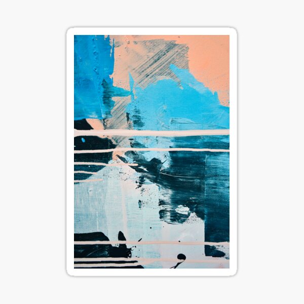 Read Between the Lines: colorful abstract painting in blue and coral by Alyssa Hamilton Art Sticker