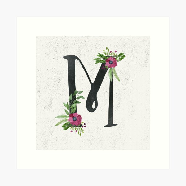 Monogramme M avec couronne florale Impression artistique