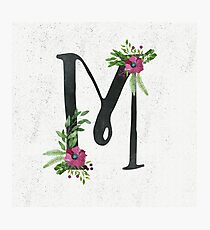 Monogramm M mit Blumenkranz Fotodruck