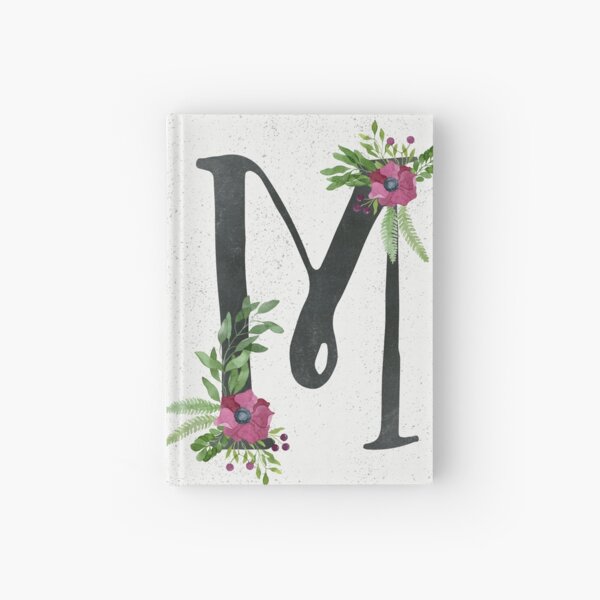 Monogram M with Floral Wreath Hardcover Journal