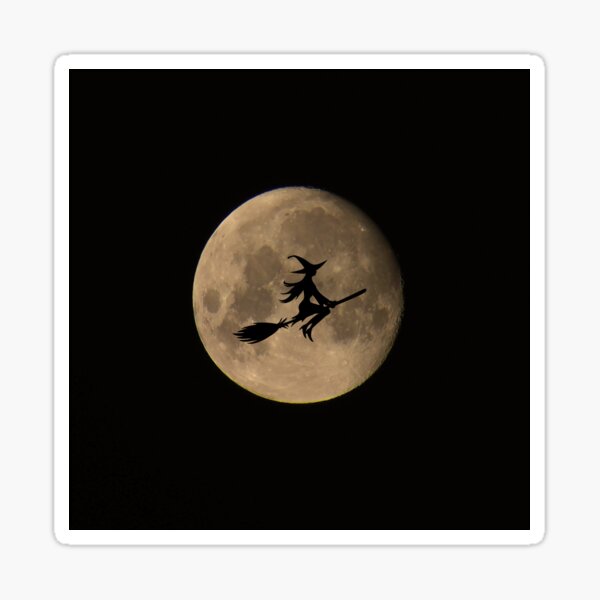 Item preview, A witch flying over moon designed and sold by MonkeyAndDonkey.
