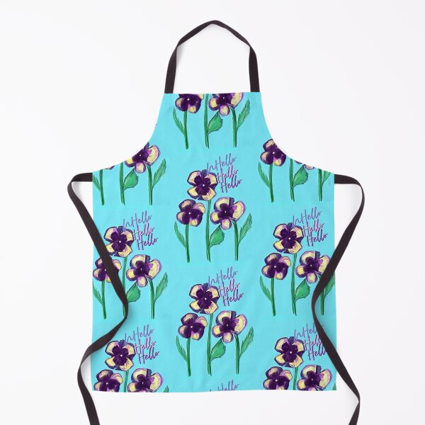 Item preview, Turquoise Hello Pansies Apron, Cards, Etc. designed and sold by IvaRenee.