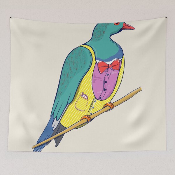 Item preview, Wood pigeon Kereru wearing a suit designed and sold by piedaydesigns.