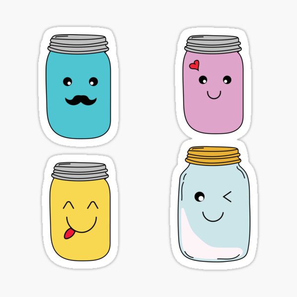 "cute kawaii jar pack " Sticker for Sale by arwaIB Redbubble