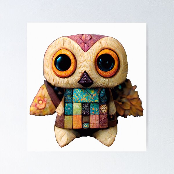 Item preview, Cute Patchwork Owl - Cream designed and sold by LeahTT.