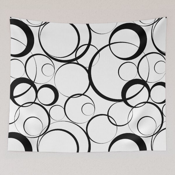 Item preview, Black and White Funky Rings Pattern designed and sold by All-Black-White.