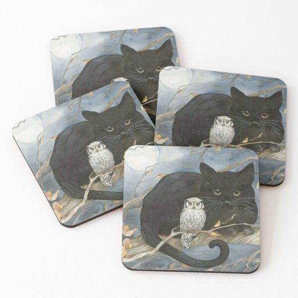 Item preview, a cat and an owl designed and sold by Arididu.