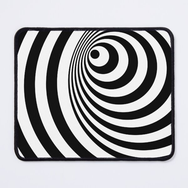 Item preview, Black and White Geometric Psychedelic 70s Retro Swirl Tunnel Ring Pattern designed and sold by All-Black-White.