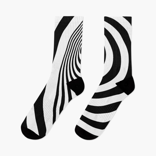 Item preview, Black and White Geometric Psychedelic 70s Retro Swirl Tunnel Ring Pattern designed and sold by All-Black-White.