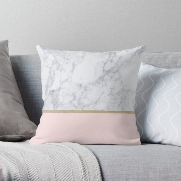 Marble Gold Blush Pink Pattern Throw Pillow
