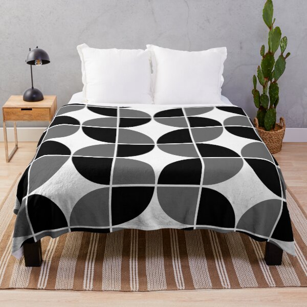 Item preview, Gray Black and White Geometric Shape Mid-century Modern Pattern on Solid Color designed and sold by All-Black-White.