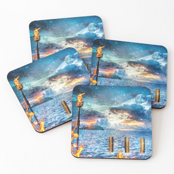 Item preview, 3 Posts on the Ocean Beach Tropical Island Landscape Castaway designed and sold by Jolly-Yosei.