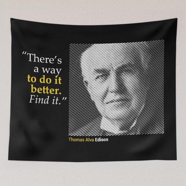 Item preview, Thomas Alva Edison's Portrait with a Creativity Quote (inverse) designed and sold by emotica.