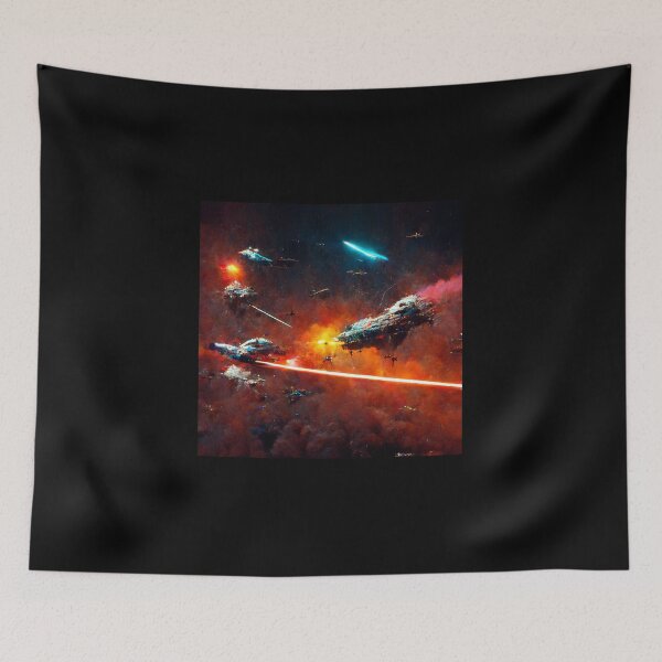 Item preview, Epic Space Battle Painting Poster (Chaotic Laser Fight) designed and sold by ZGigerBarker.