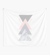 Blush Marble Gray Gold Geometric Pattern Wall Tapestry
