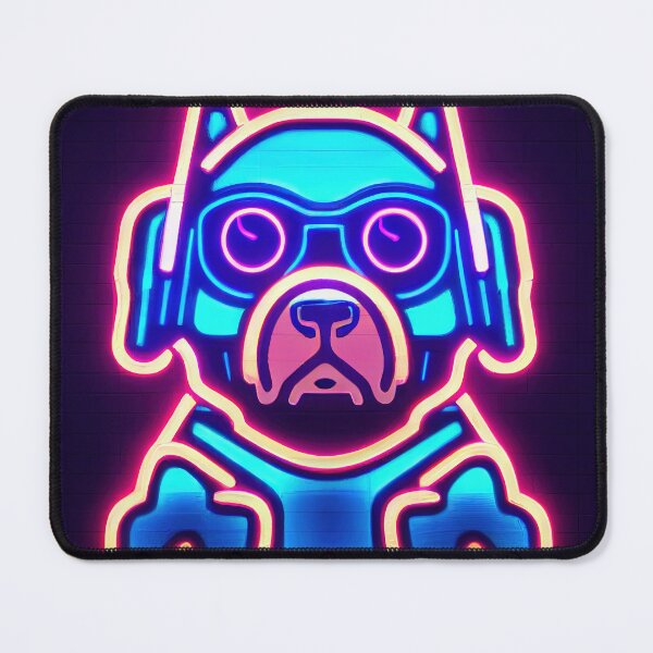 Aperçu de l'œuvre Chien heureux en style Cyberpunk néon 2 créée et vendue par Laguardia3D.