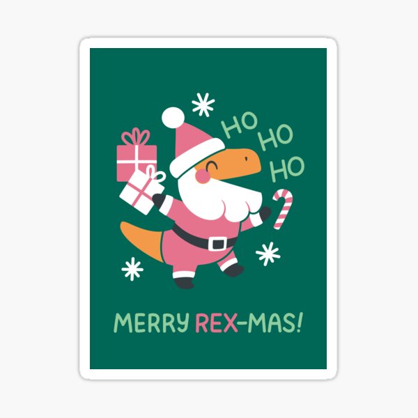 Merry Rex-mas Dinosaur Santa Sticker