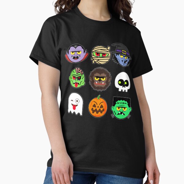 Item preview, MONSTER FACES Halloween Emoji Shirt Skeleton Dracula Costume designed and sold by vomaria.
