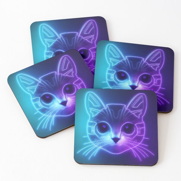 Item preview, Gato feliz en neón estilo Cyberpunk 3 designed and sold by Laguardia3D.