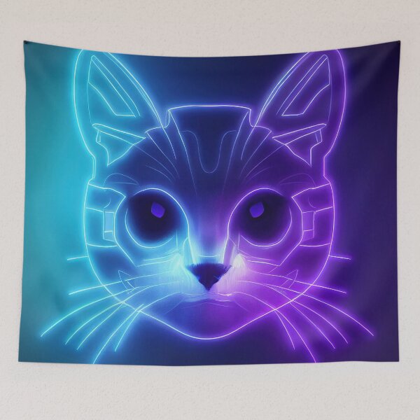 Item preview, Gato feliz en neón estilo Cyberpunk 3 designed and sold by Laguardia3D.