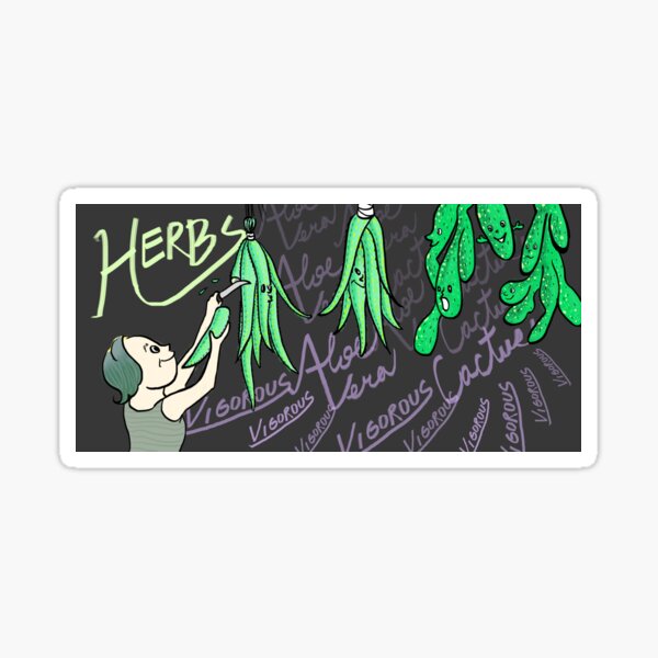 Herbs Vigorous Aloe-Black series Sticker