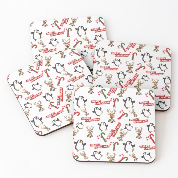 Item preview, Fun Merry Christmas Pattern with Reindeer Candy Canes and Penguins designed and sold by SpEnMa-Holidays.