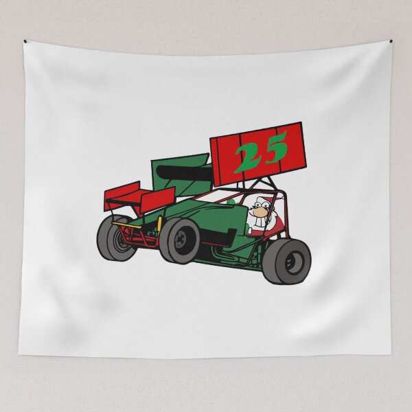 Item preview, Sprint Car Lovers Santa Driving Dirt Track Racing Sprint Car  designed and sold by zmeiagrelhan.