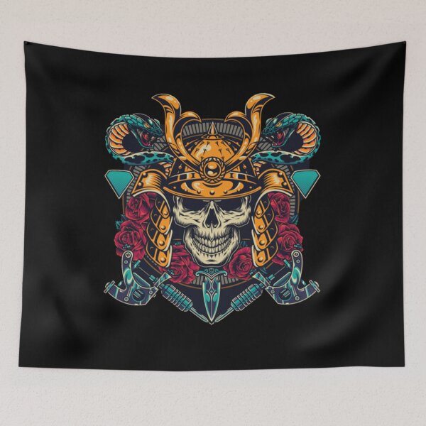 Item preview, Samurai Skull with Cobras on Both Sides Design designed and sold by RepublicOfFire.