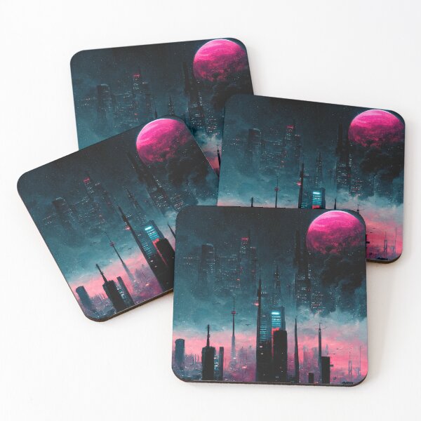 Item preview, Futuristic City At Night (Neo Noir Blade Runner Theme Cityscape Vaporwave Poster) designed and sold by ZGigerBarker.