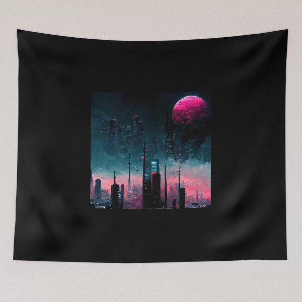 Item preview, Futuristic City At Night (Neo Noir Blade Runner Theme Cityscape Vaporwave Poster) designed and sold by ZGigerBarker.