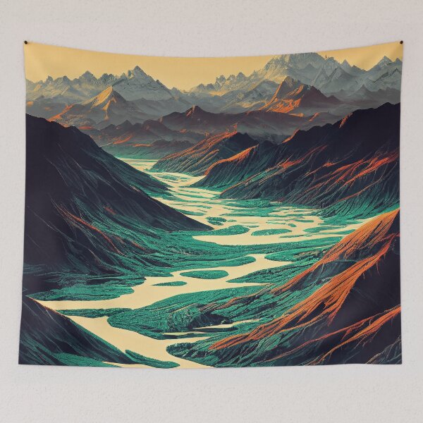 Item preview, Comics book River in mountains, Beautiful Painting designed and sold by mariavision.