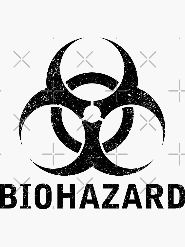 "BIOHAZARD word with Biohazard symbol" Sticker for Sale by