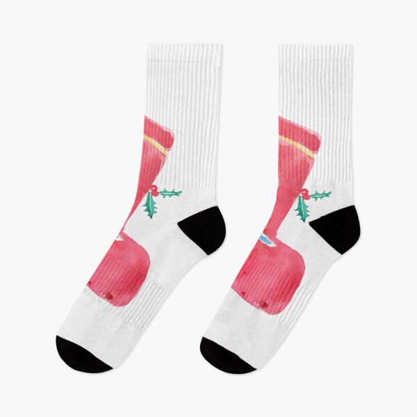 Item preview, christmas secret Santa socks  watercolour painting  designed and sold by ColorandColor.