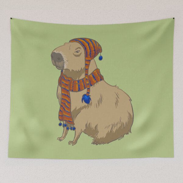 Item preview,  Anime-style Capybara Just Sitting There with Hat and Scarf designed and sold by RJKpoyp.