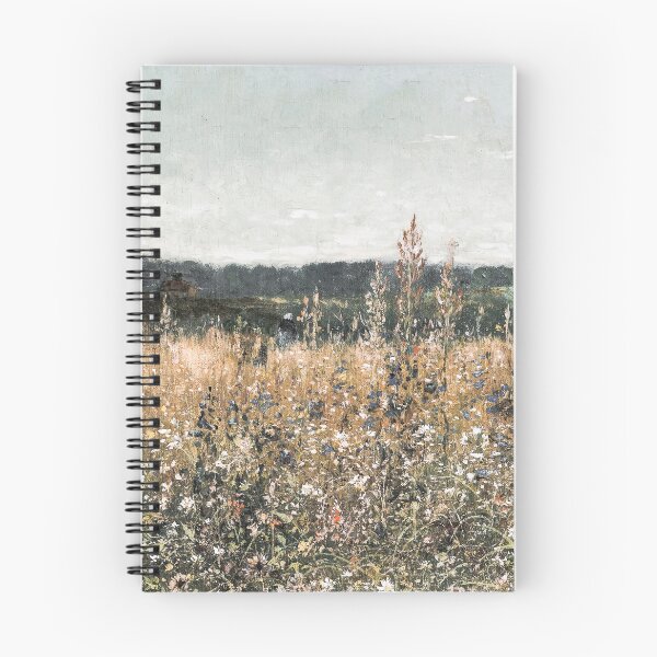 Aperçu de l'œuvre Blossoming Field, Vintage Painting, Muted Neutral Colors créée et vendue par vintagevivian.