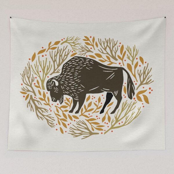 Item preview, Folk Forest Bison on Textured Natural Paper designed and sold by cindytomczyklee.