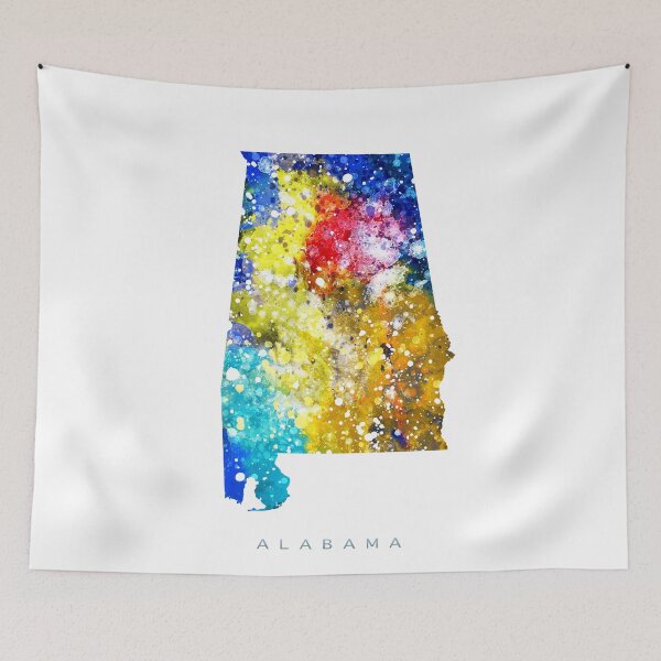 Item preview, Alabama Map Watercolor Painting designed and sold by InkistPrints.